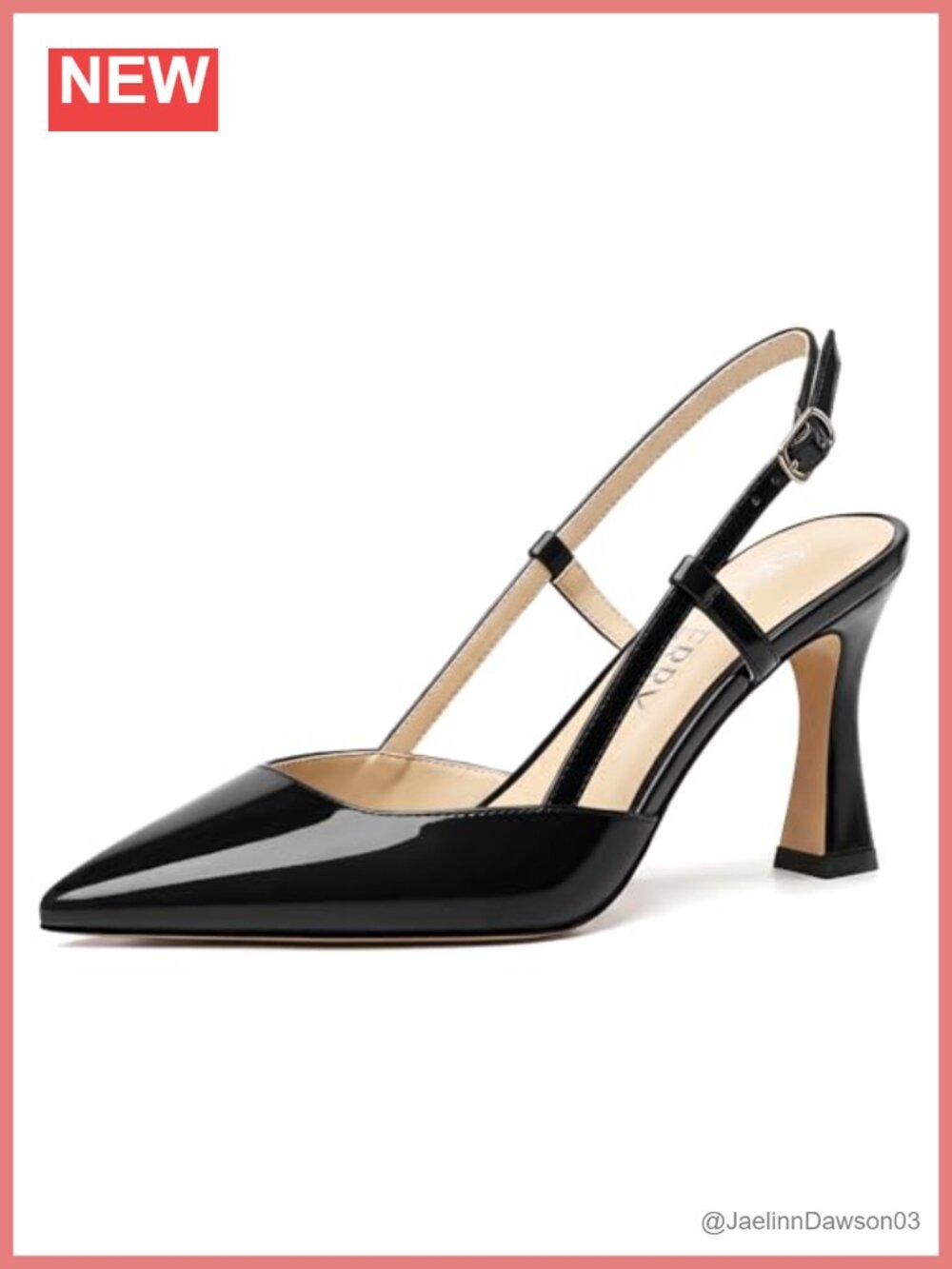 Women's Slingback Kitten Heels Pointed Closed Toe Pumps 3.4" Heel Patent
